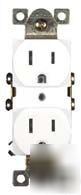 Duplex receptacle outlet plug, ivory