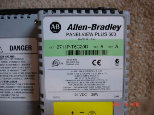 Allen bradley 2711P-T6C20D, color touch panelview plus