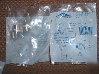 New in pkg (10) 50 ohm bnc connectors hex crimp f to f