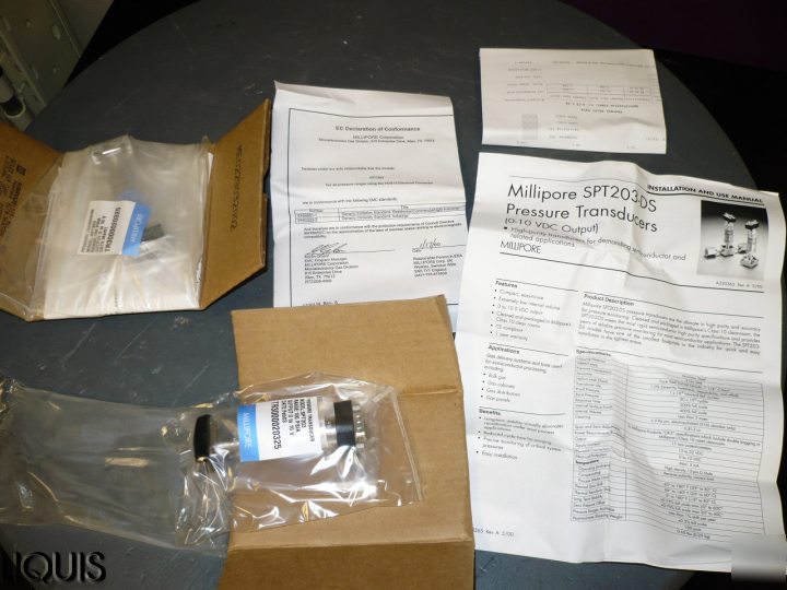Lot of 2 millipore SPT203 pressure transducer 100 psia 