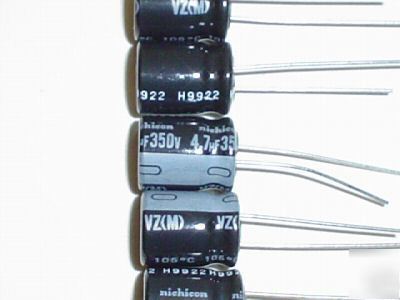 New 100 nichicon 350V 4.7UF hi temp radial capacitors 