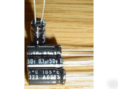 New 200 nichicon 50V .1UF hi-temp radial capacitors 