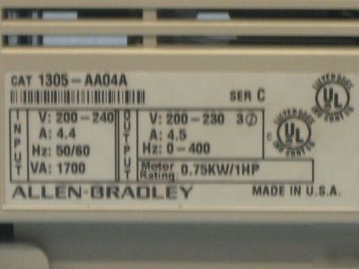 Allen-bradley ac adjustable frequency drive 1305-AA04A