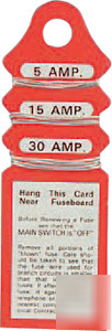 Card of assorted fuse wire 30/15/5 amp