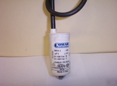 Motor run capacitor 5UF 400/450 volts with flying lead