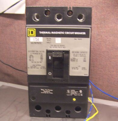 Square d 175 amp circuit breaker w aux. switch KAL36175