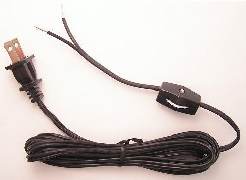 Black 18/2 spt-1 power cord with inline switch 10 pc. 