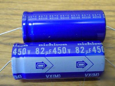 New 25 nichicon 450V 82UF axial capacitors 