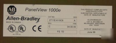 Allen bradley 2711E-K10C6 /a panelview 1000E 2711K10C6