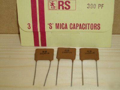 New pack of 3 rs 390PF 's' mica vintage capacitors - 