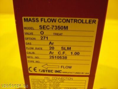 Stec sec-7350 mfc mass flow controller lot of 3