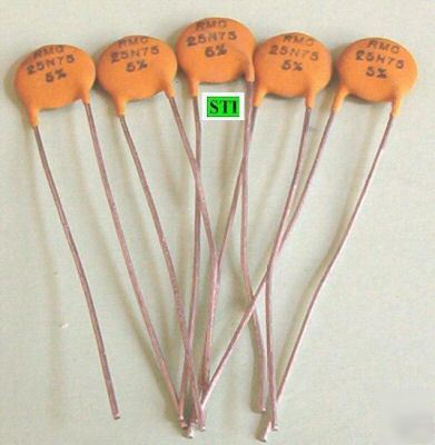 25PF - 25 pf ceramic disc capacitors N75 (5 qty) 5%