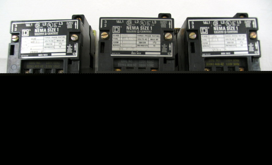 Lot of 3 square d nema size 1 motor starter relays