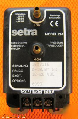 New setra pressure transducer 264 0-10 wc 12-28 vdc