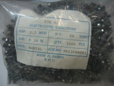2000PCS miniature electrolytic cap 2.2MF,50V,+/- 20%