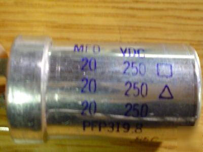 2 mallory 250V 20UF 3 section twist lock capacitor