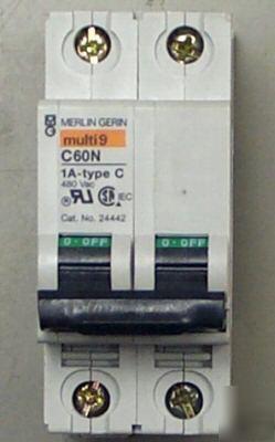 Merlin gerin C60N 2 pole 1A-type c circuit breaker