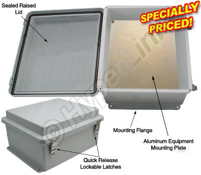 Weatherproof nema type 4X enclosure and mounting plate