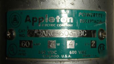 Appleton 60 amp 3 w 4 p receptacle arc-6034BC 60AMP 60A