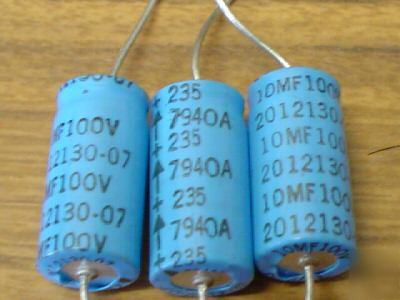 New 100 mallory 100V 10UF axial capacitors 