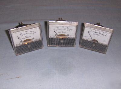 3 pc lot shurite amperes & milliampere panel meters