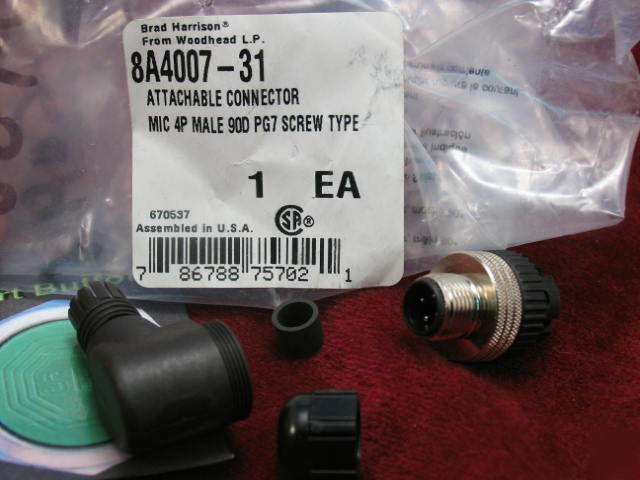 8A4007-31 brad harrision connector male 4PIN 90D PG7