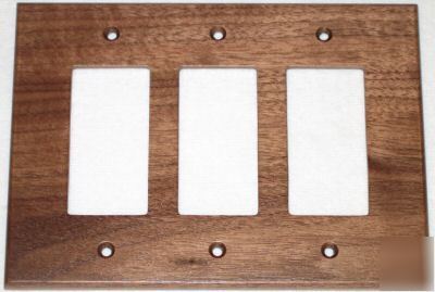 Black walnut triple gfi decora switchplate horiz. gr.