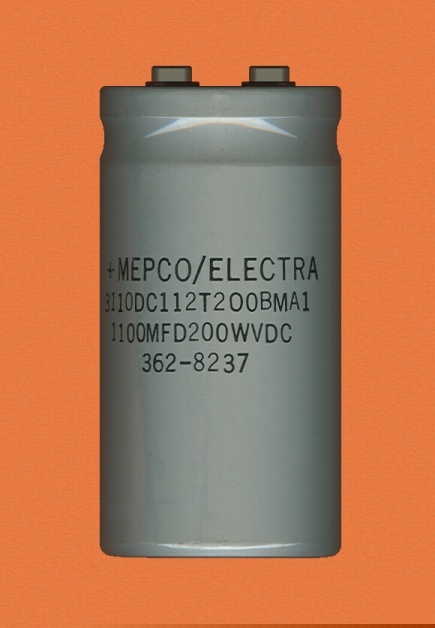 Lot (7) mepco 1100 ufd 200 volt electrolytic capacitor 