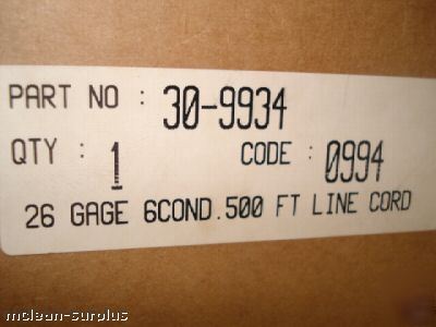 New 500 feet telephone line cord, 26 gauge, 6 conductor