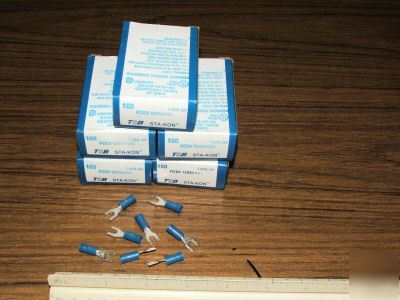 New 500 t&b 14RB-6F stakon fork terminals insultd 18-14