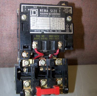 Square d size 1 motor starter with 480 volt coil 10 hp 