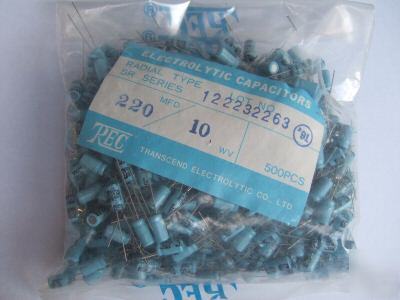 Lot 500PCS electrolytic capacitors 220UF 10V rec radial