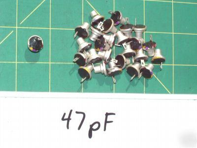 Capacitors button mica w #2-56 hole 47PF 13 vintage nos