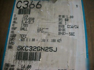 New ge commercial motor C366 5KC32GN25J regal beloit