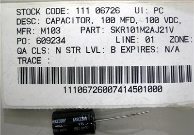 New lot of 10 mallory capacitor 100 mfd 100 vdc in box