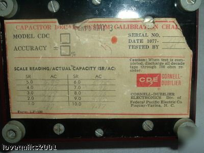 Cde microfarads decade capacitor CDC3 600V dc 220V ac
