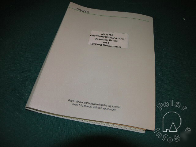 Anritsu MP1570A sonet/sdh/pdh/atm analyzer manual 