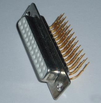 New lot of 10; sub-d fem, 25-pin, angled, gold contacts 