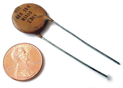 High voltage ceramic disc capacitor ~ 680PF 2500V (25)