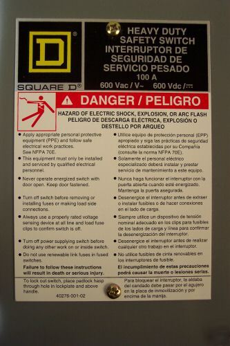 Square d 100 amp safety disconnect switch HU363 