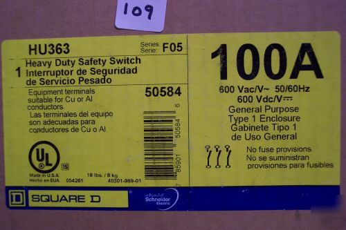Square d 100 amp safety disconnect switch HU363 