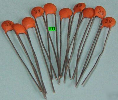 39PF ceramic capacitors 39 pf - 100V +/- 10% (10 qty)