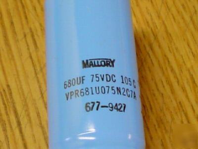 New 25 mallory 75V 680UF low esr 105C radial capacitors 