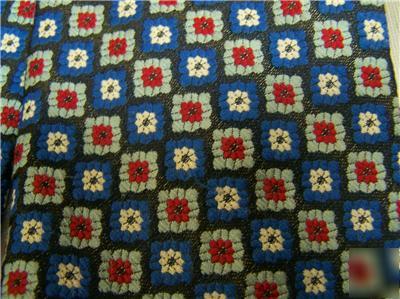 Vintage mens fine's granny square blue & red retro tie
