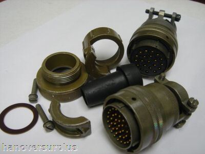 Mil spec connectors with cable clamps lot of 3 
