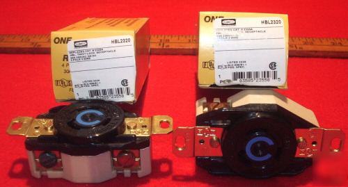 New 2 hubbell HBL2320 twistlock receptacle-20A 250VACDC