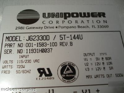 New unipower 500W power supply (12V @ 10A/5A)(5V @ 80A)