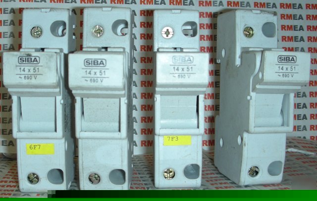 Siba fuseholder 14X51 w/ fuse 40A 600VAC lot of 4@ din