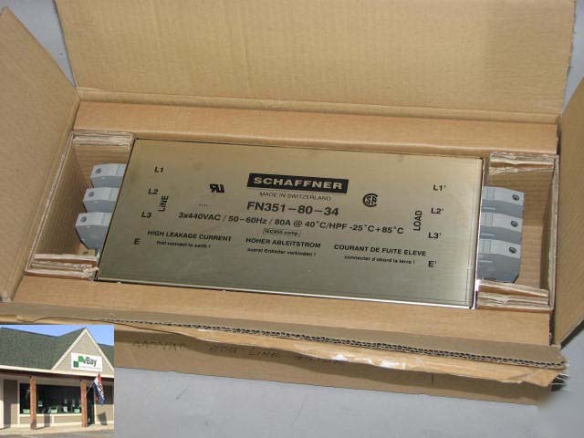 New schaffner 440V 80A 3 phase line filter FN351-80-34