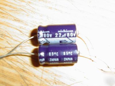 New 100PCS nichicon 80V 22UF 85C axial capacitor 